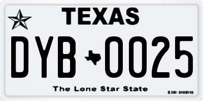 TX license plate DYB0025