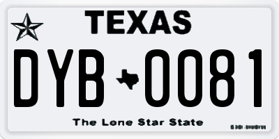 TX license plate DYB0081