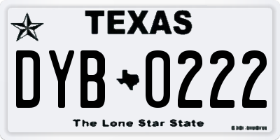 TX license plate DYB0222