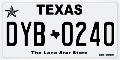 TX license plate DYB0240