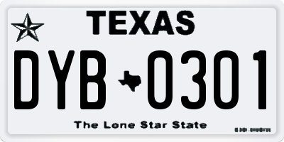 TX license plate DYB0301