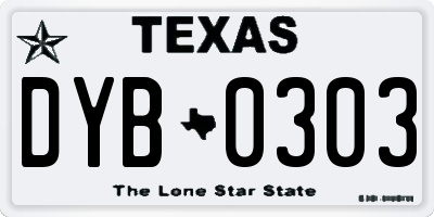 TX license plate DYB0303