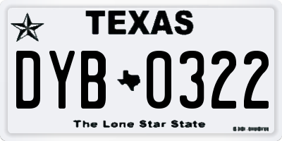 TX license plate DYB0322