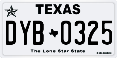 TX license plate DYB0325