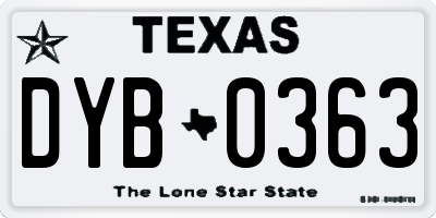 TX license plate DYB0363