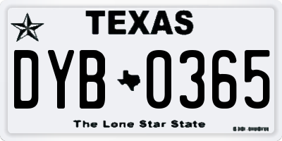 TX license plate DYB0365