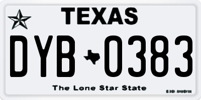 TX license plate DYB0383