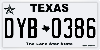 TX license plate DYB0386
