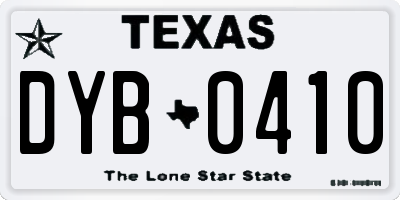TX license plate DYB0410