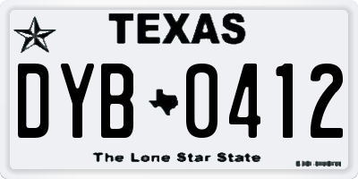 TX license plate DYB0412