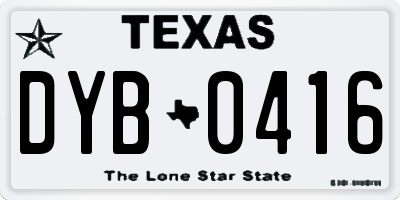 TX license plate DYB0416