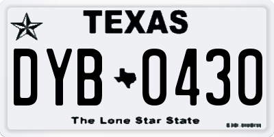 TX license plate DYB0430