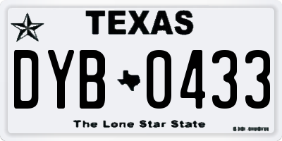 TX license plate DYB0433