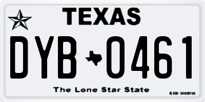 TX license plate DYB0461