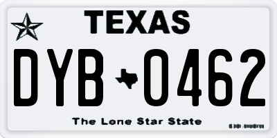 TX license plate DYB0462