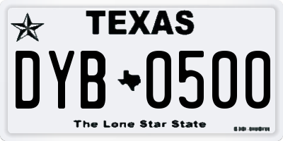 TX license plate DYB0500