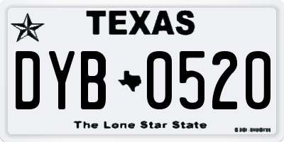 TX license plate DYB0520