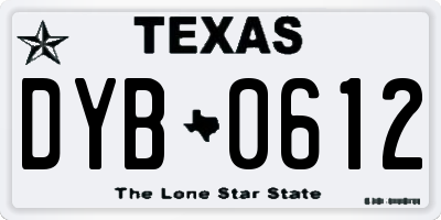 TX license plate DYB0612