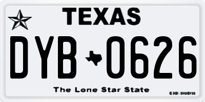 TX license plate DYB0626