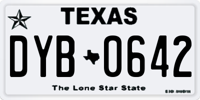 TX license plate DYB0642