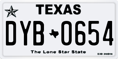 TX license plate DYB0654