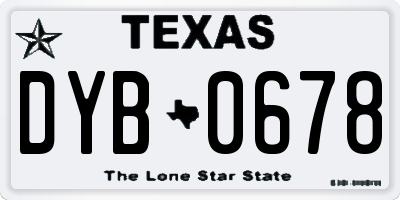 TX license plate DYB0678