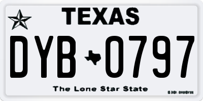 TX license plate DYB0797
