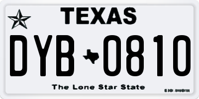 TX license plate DYB0810