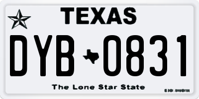 TX license plate DYB0831