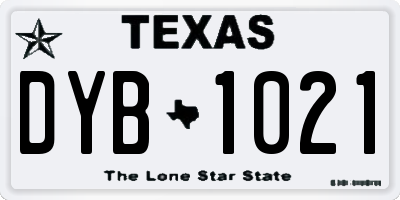 TX license plate DYB1021