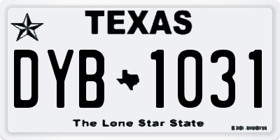 TX license plate DYB1031