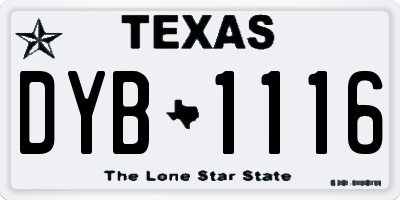 TX license plate DYB1116