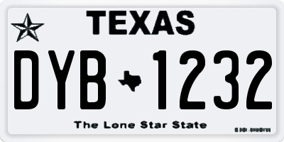 TX license plate DYB1232