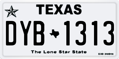TX license plate DYB1313