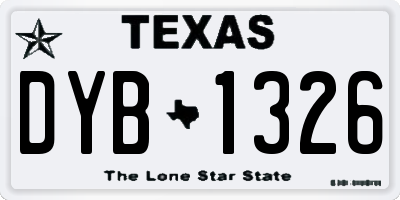 TX license plate DYB1326