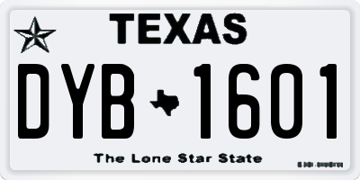 TX license plate DYB1601