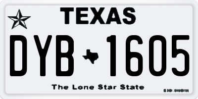 TX license plate DYB1605