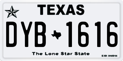 TX license plate DYB1616