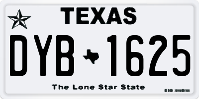 TX license plate DYB1625