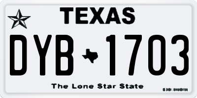 TX license plate DYB1703