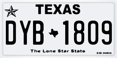 TX license plate DYB1809