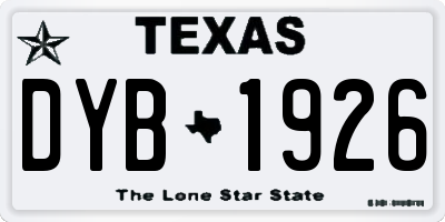 TX license plate DYB1926