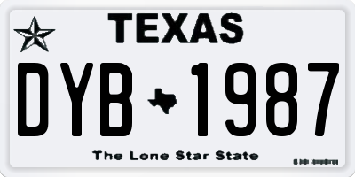 TX license plate DYB1987