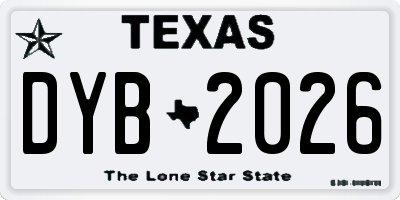 TX license plate DYB2026