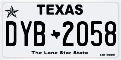 TX license plate DYB2058
