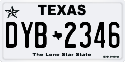 TX license plate DYB2346