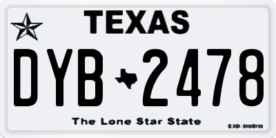 TX license plate DYB2478