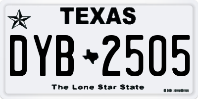 TX license plate DYB2505