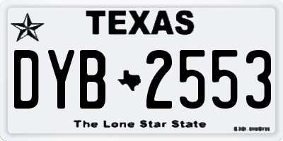 TX license plate DYB2553