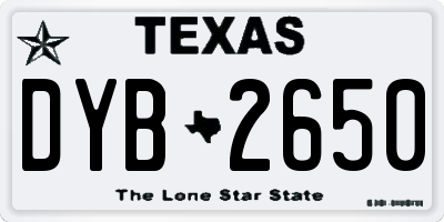 TX license plate DYB2650